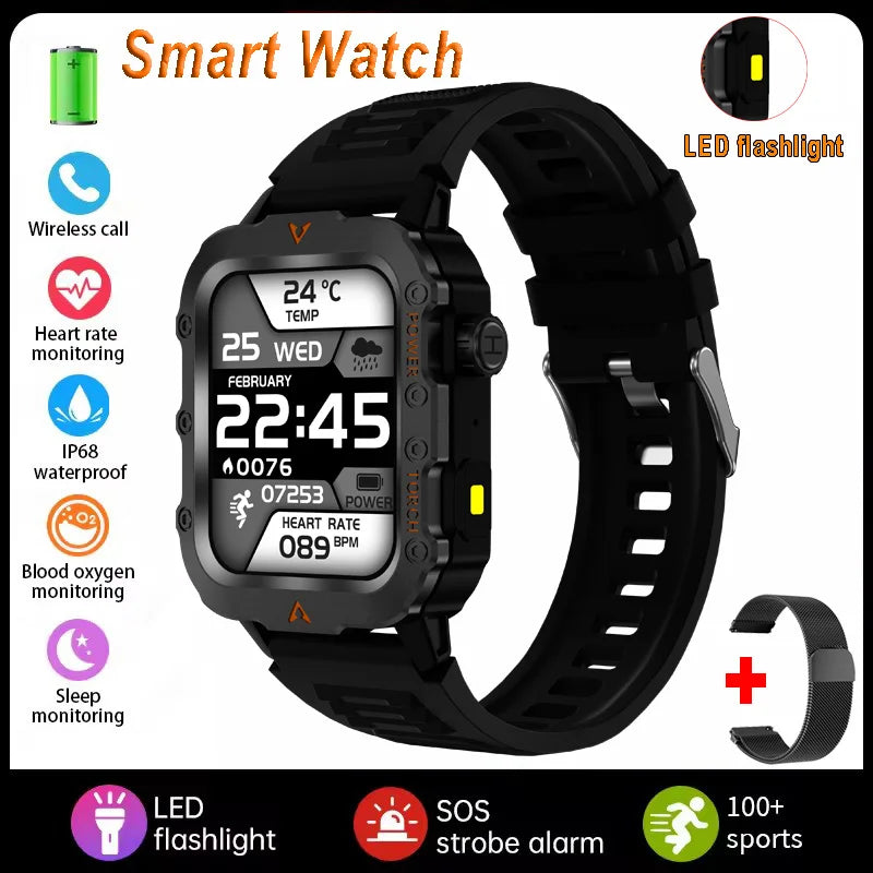 Men's Multi-Function Sports Smart Watch with 1.73" Display - Blood Oxygen Monitoring, Bluetooth Calling, and Activity Tracking