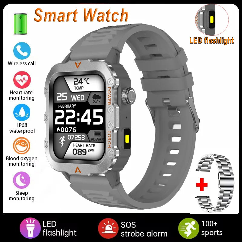 Men's Multi-Function Sports Smart Watch with 1.73" Display - Blood Oxygen Monitoring, Bluetooth Calling, and Activity Tracking