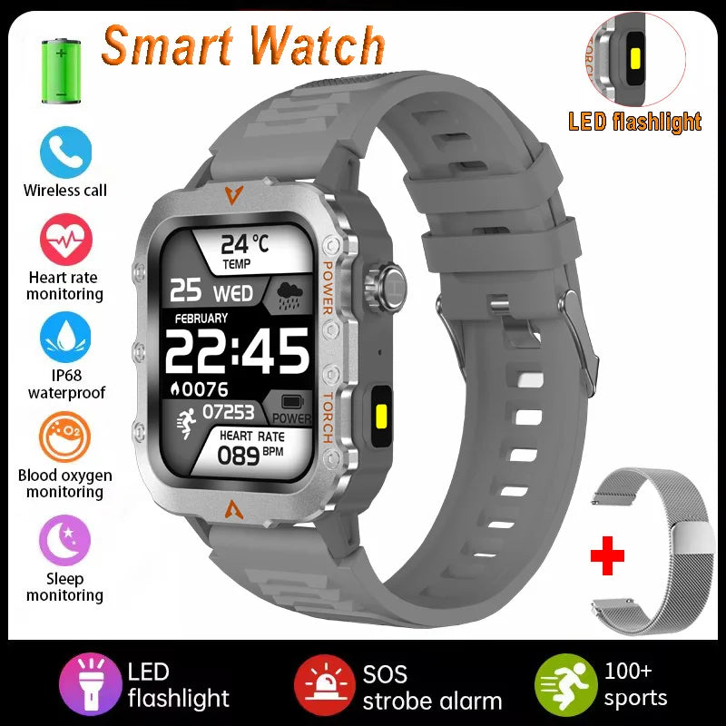 Men's Multi-Function Sports Smart Watch with 1.73" Display - Blood Oxygen Monitoring, Bluetooth Calling, and Activity Tracking