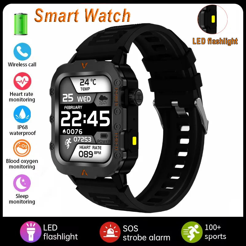 Men's Multi-Function Sports Smart Watch with 1.73" Display - Blood Oxygen Monitoring, Bluetooth Calling, and Activity Tracking