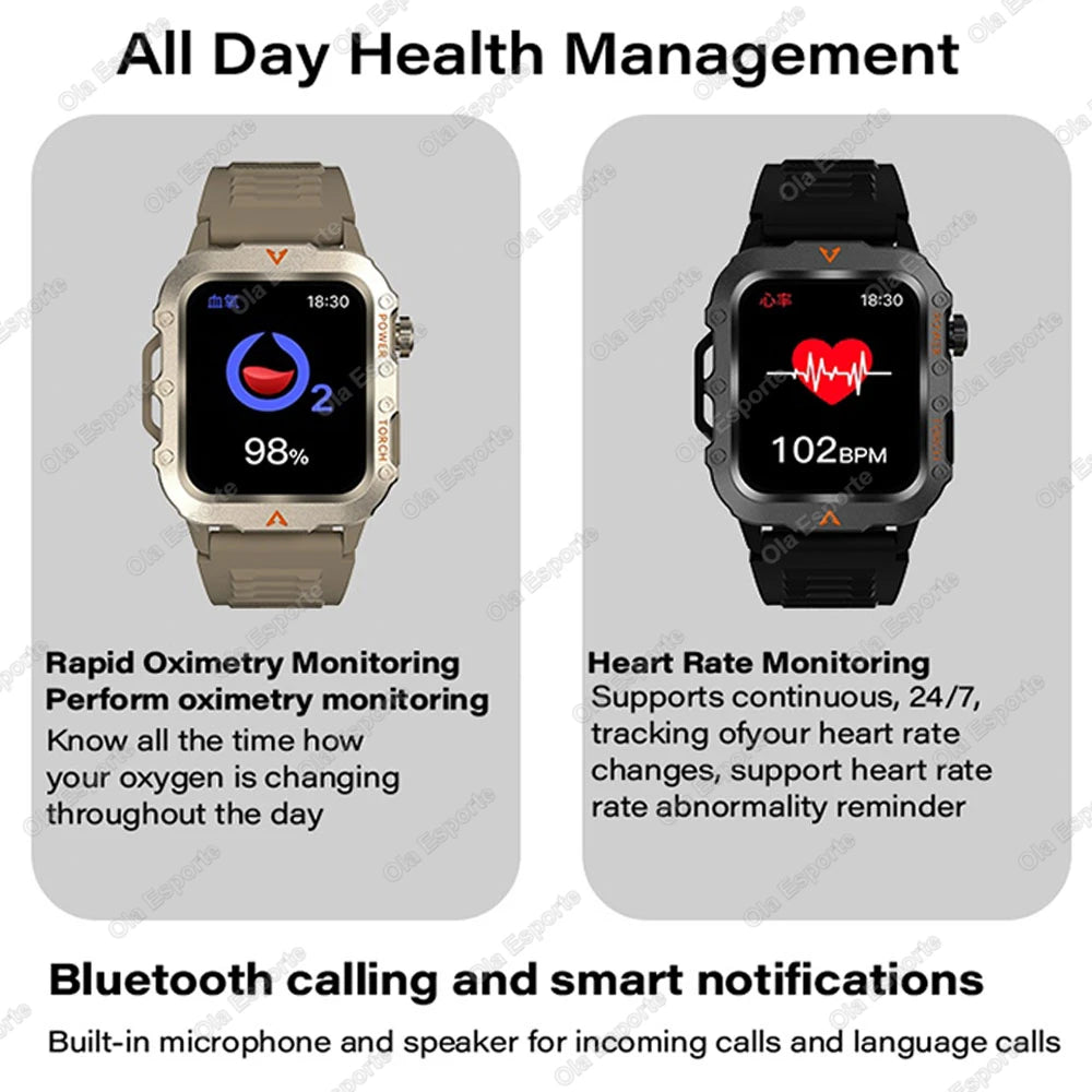 Men's Multi-Function Sports Smart Watch with 1.73" Display - Blood Oxygen Monitoring, Bluetooth Calling, and Activity Tracking
