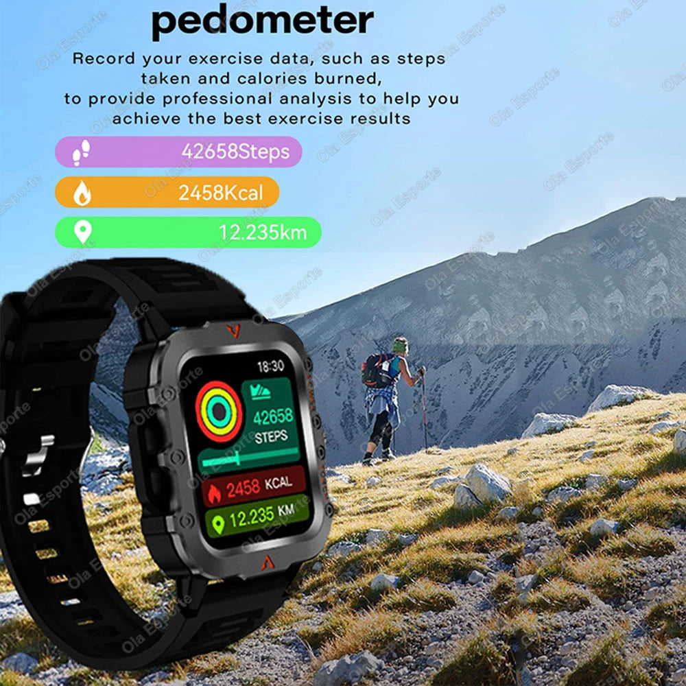 Men's Multi-Function Sports Smart Watch with 1.73" Display - Blood Oxygen Monitoring, Bluetooth Calling, and Activity Tracking