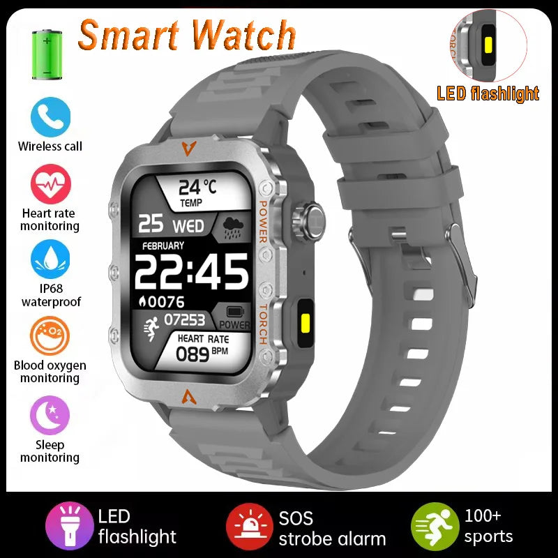 Men's Multi-Function Sports Smart Watch with 1.73" Display - Blood Oxygen Monitoring, Bluetooth Calling, and Activity Tracking