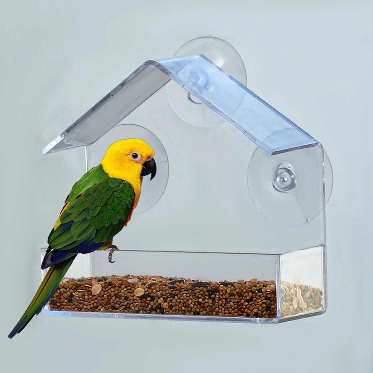 1PC Window Bird Feeder with Strong Suction Cup Clear Acrylic Bird House Transparent Bird Feeder Garden Decoration Gift
