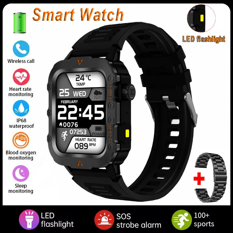Men's Multi-Function Sports Smart Watch with 1.73" Display - Blood Oxygen Monitoring, Bluetooth Calling, and Activity Tracking